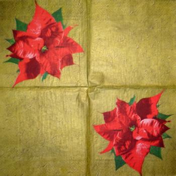 085 Christmas Flowers - 3-ply (cream/Edge grün) - Ihr